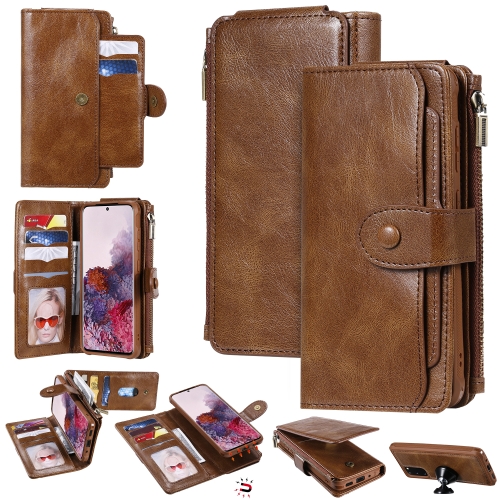 

For Galaxy S20 Multifunctional Retro Detachable Magnetic Horizontal Flip Leather Case with Card Slots & Holder & Wallet & Photo Frame(Brown)