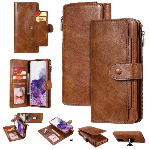 

For Galaxy S20 Plus Multifunctional Retro Detachable Magnetic Horizontal Flip Leather Case with Card Slots & Holder & Wallet & Photo Frame(Brown)