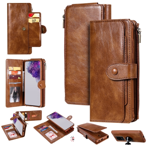 

For Galaxy S20 Ultra Multifunctional Retro Detachable Magnetic Horizontal Flip Leather Case with Card Slots & Holder & Wallet & Photo Frame(Brown)