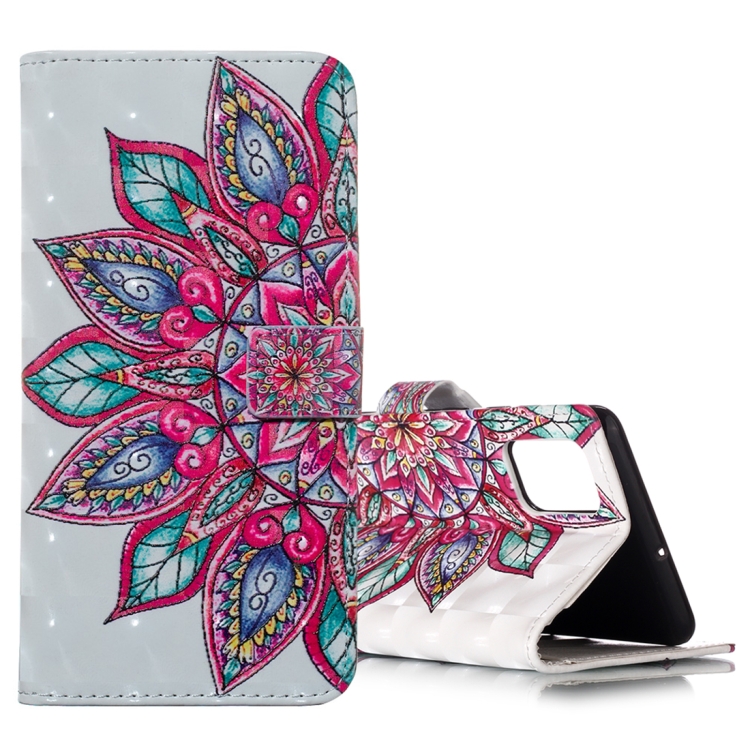 

For Galaxy A51 3D Pattern Magnetic Suction Horizontal Flip Leather Case with Holder & Card Slots & Wallet & Photo Holder(Half-flower)