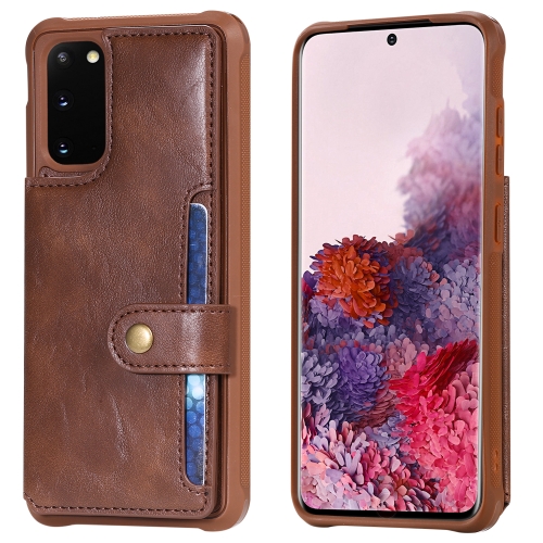 

For Galaxy S20 Shockproof Horizontal Flip Protective Case with Holder & Card Slots & Wallet & Photo Frame & Short Lanyard(Coffee)