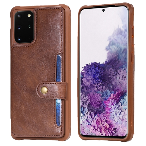 

For Galaxy S20 Plus Shockproof Horizontal Flip Protective Case with Holder & Card Slots & Wallet & Photo Frame & Short Lanyard(Brown)