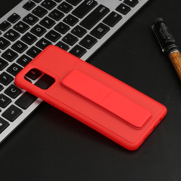 

For Galaxy A51 Shockproof Solid Color TPU Case with Wristband(Red)