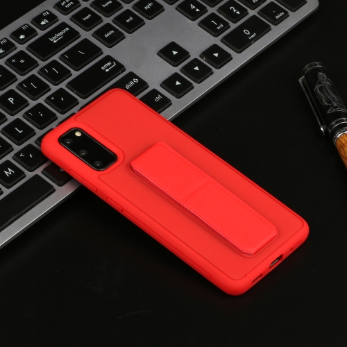 

For Galaxy S20 Shockproof Solid Color TPU Case with Wristband(Red)