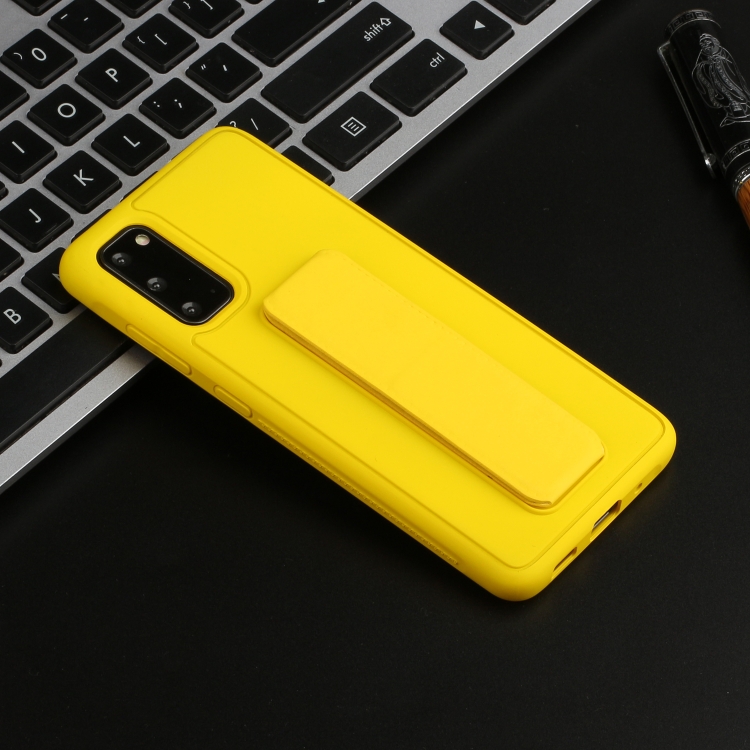 

For Galaxy S20 Shockproof Solid Color TPU Case with Wristband(Yellow)