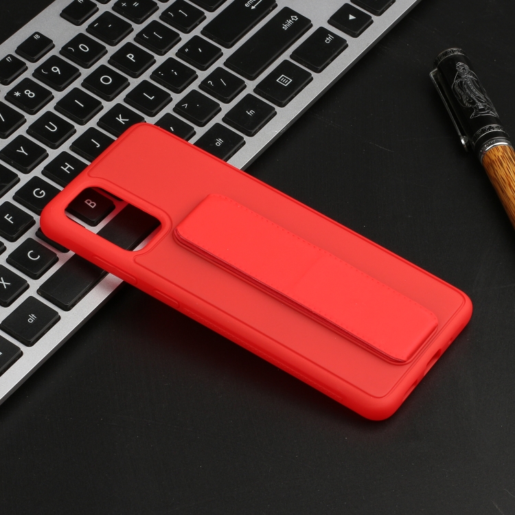 

For Galaxy S20+ Shockproof Solid Color TPU Case with Wristband(Red)