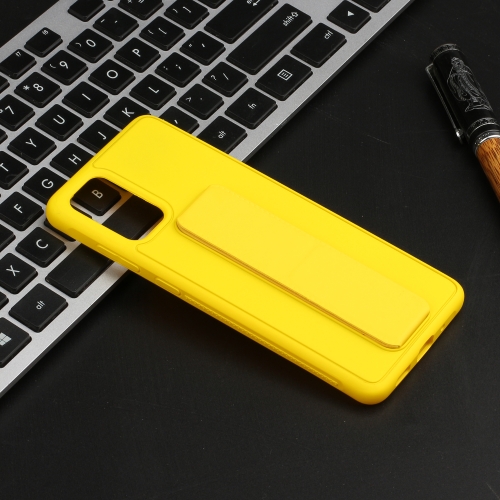 

For Galaxy S20+ Shockproof Solid Color TPU Case with Wristband(Yellow)