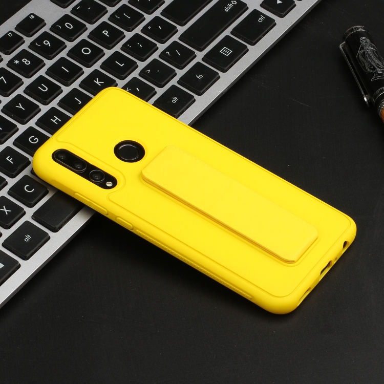 

For Huawei Y9 Prime / P smart Z Shockproof Solid Color TPU Case with Wristband(Yellow)
