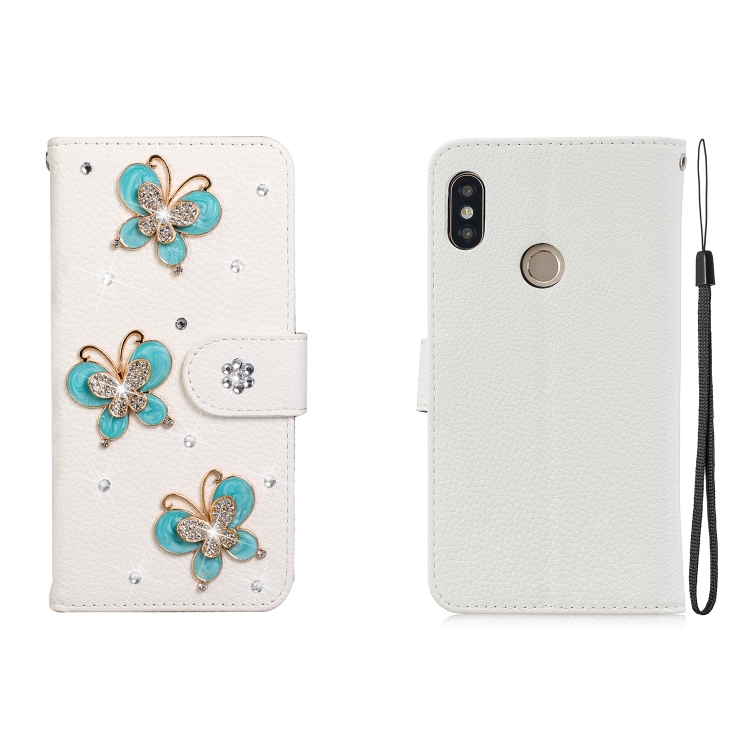 

For Xiaomi Redmi Note 5 Horizontal Flip Solid Color Rhinestones Leather Case with Card Slot & Wallet & Holder(Three Butterflies)