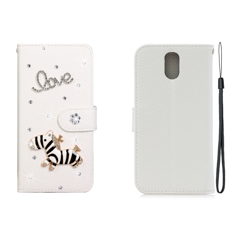 

For Nokia 3.1 Horizontal Flip Solid Color Rhinestones Leather Case with Card Slot & Wallet & Holder(Three Butterflies)