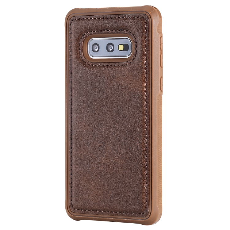 

For Galaxy S10e Magnetic Shockproof PC + TPU + PU Leather Protective Case(Brown)