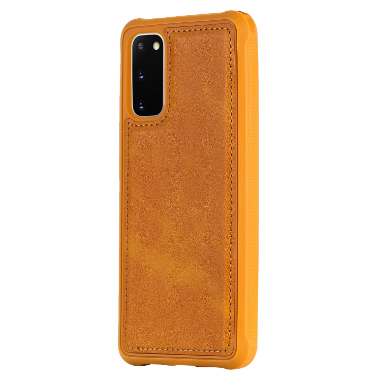 

For Galaxy S20 Magnetic Shockproof PC + TPU + PU Leather Protective Case(Brown)