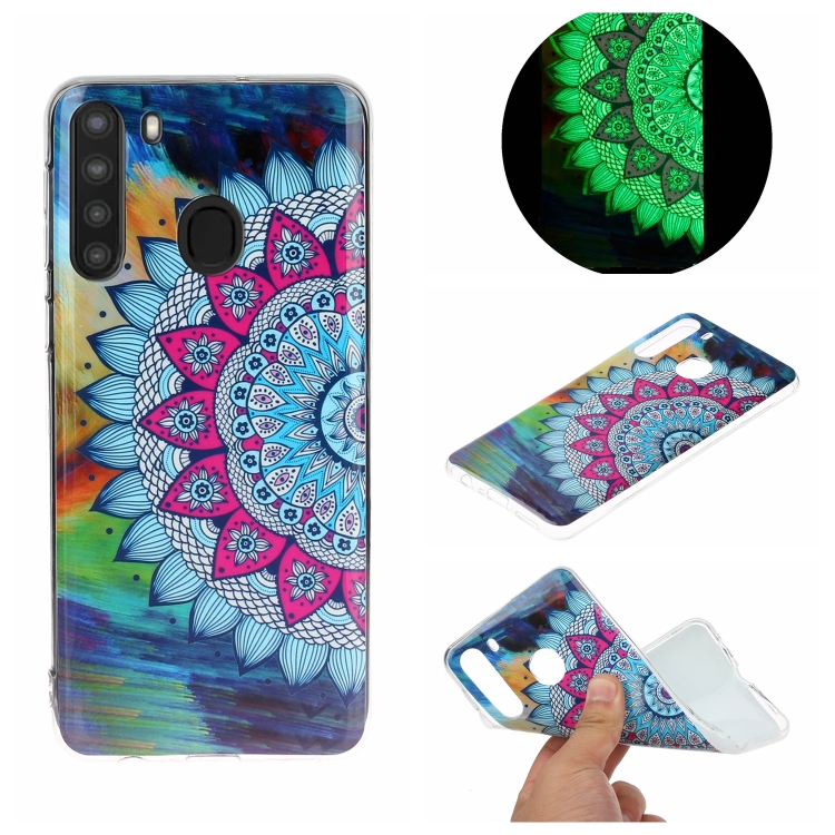 

For Galaxy A21 Luminous TPU Mobile Phone Protective Case(Half-flower)