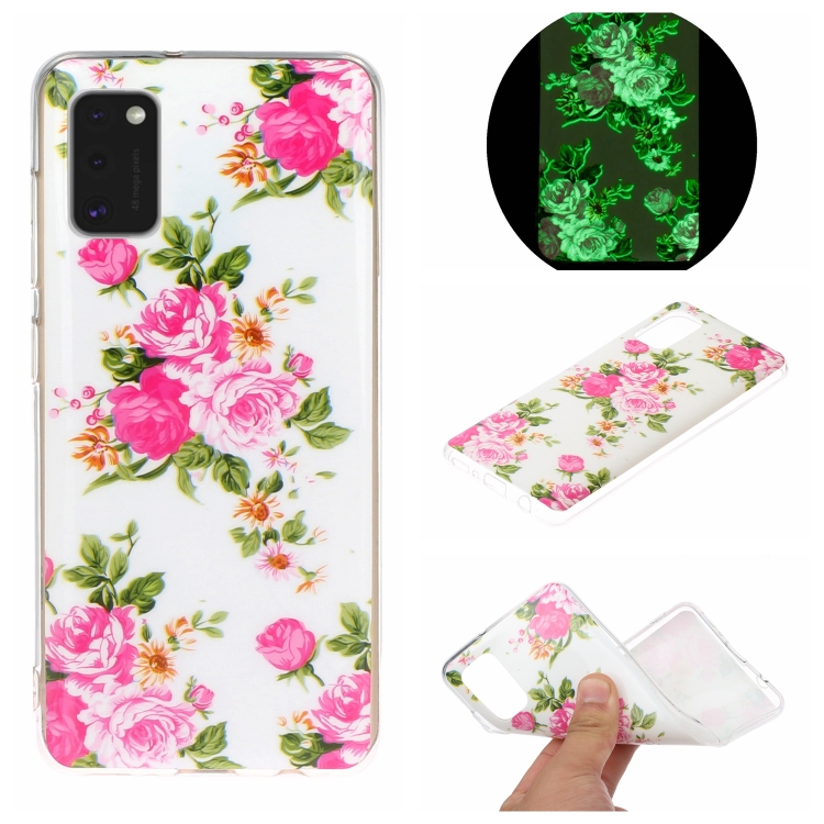

For Galaxy A41 Luminous TPU Mobile Phone Protective Case(Rose Flower)