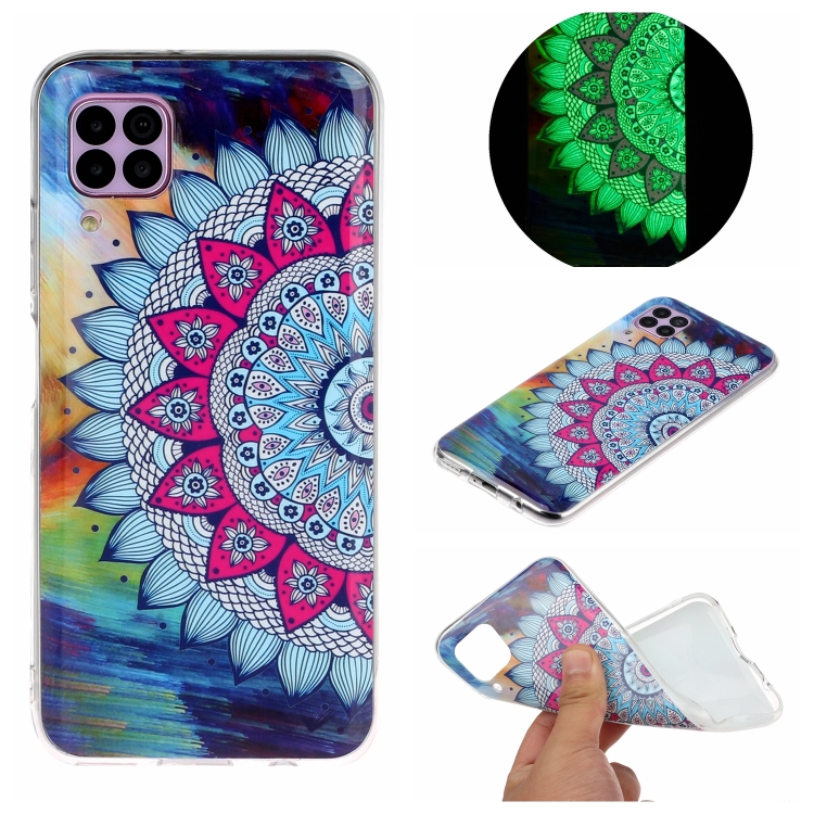 

For Huawei P40 Lite Luminous TPU Mobile Phone Protective Case(Half-flower)