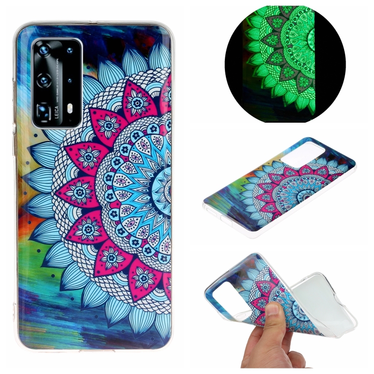 

For Huawei P40 Plus Luminous TPU Mobile Phone Protective Case(Half-flower)
