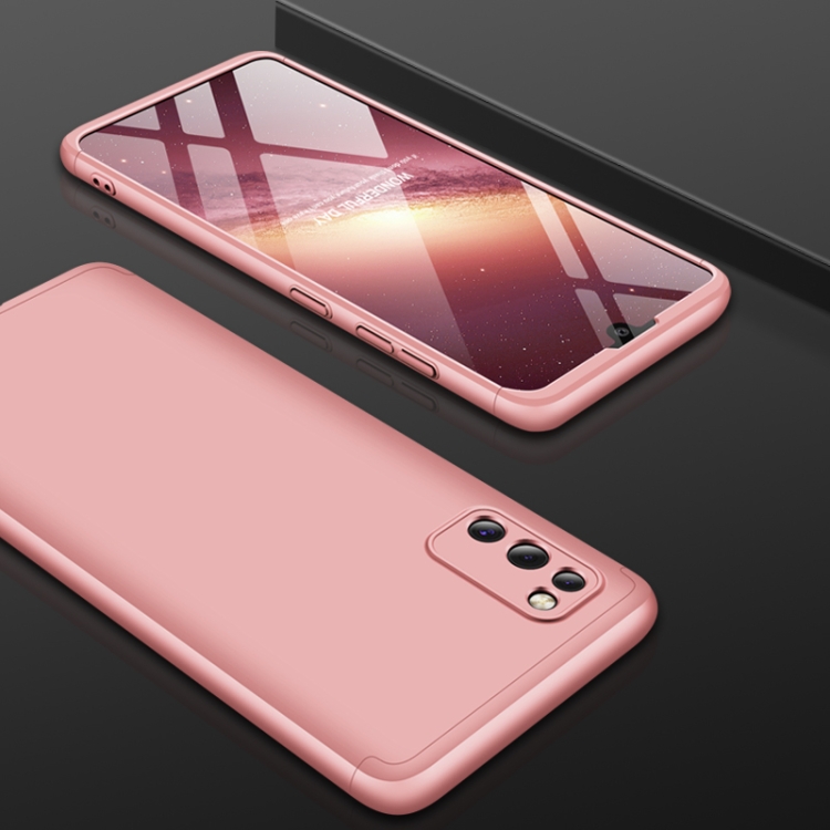 

For Galaxy A41 GKK Three Stage Splicing Full Coverage PC Case(Rose Gold)