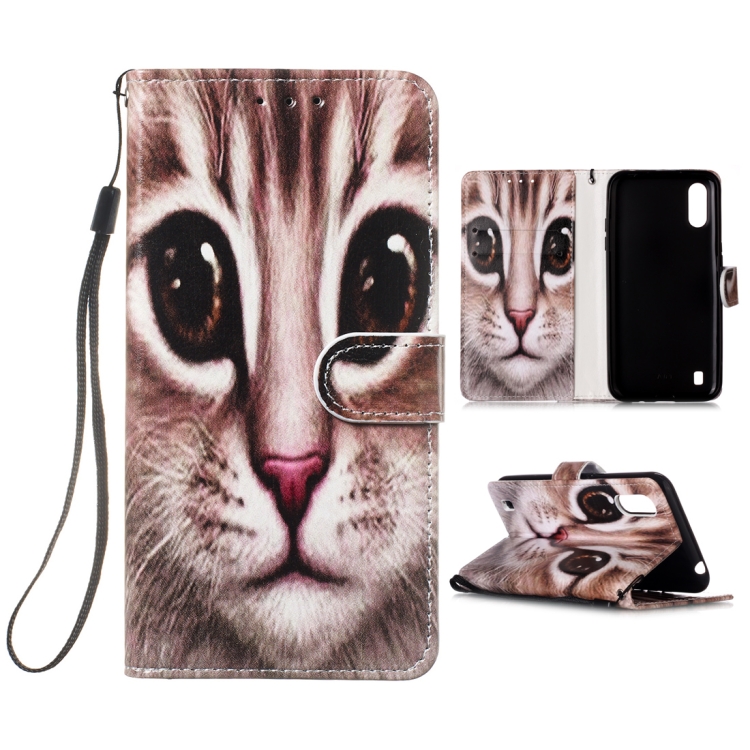 

For Galaxy A01 Painted Pattern Horizontal Flip Leather Case with Holder & Card Slots & Wallet(Coffee Cat)