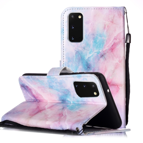 

For Galaxy A71 Painted Pattern Horizontal Flip Leather Case with Holder & Card Slots & Wallet(Pink Blue Marble)