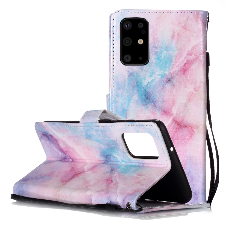 

For Galaxy S20+ Painted Pattern Horizontal Flip Leather Case with Holder & Card Slots & Wallet(Pink Blue Marble)