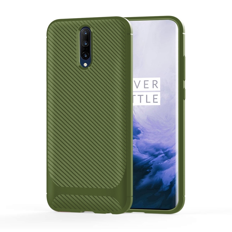 

For OnePlus 7T Pro Carbon Fiber Texture Shockproof TPU Protective Case(Green)