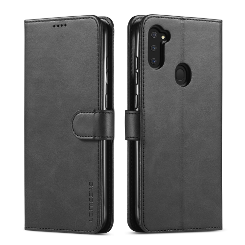 

For Galaxy A11 / M11 LC.IMEEKE Calf Texture Horizontal Flip Leather Case, with Holder & Card Slots & Wallet & Photo Frame(Black)
