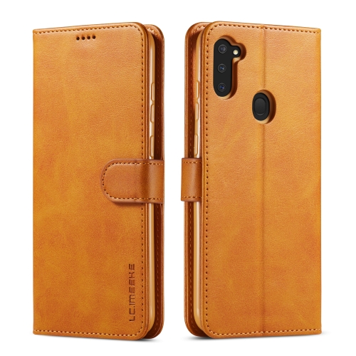

For Galaxy A11 / M11 LC.IMEEKE Calf Texture Horizontal Flip Leather Case, with Holder & Card Slots & Wallet & Photo Frame(Brown)