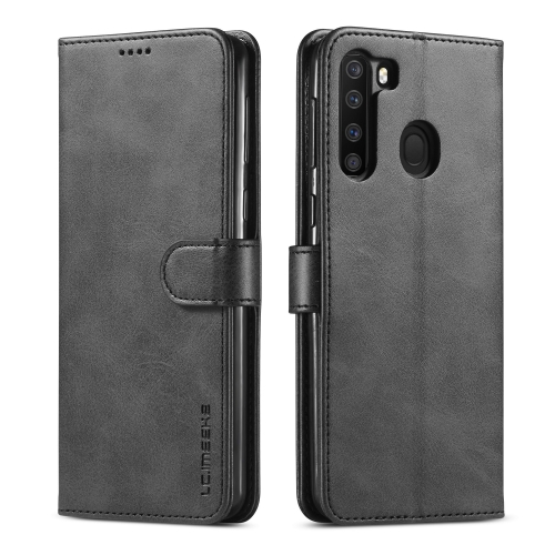 

For Galaxy A21 LC.IMEEKE Calf Texture Horizontal Flip Leather Case, with Holder & Card Slots & Wallet & Photo Frame(Black)