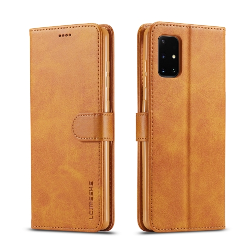 

For Galaxy A41 LC.IMEEKE Calf Texture Horizontal Flip Leather Case, with Holder & Card Slots & Wallet & Photo Frame(Brown)