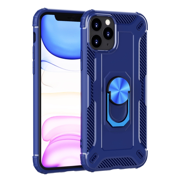 

For iPhone 11 Pro Shockproof Armor TPU Case with Ring Holder(Blue)