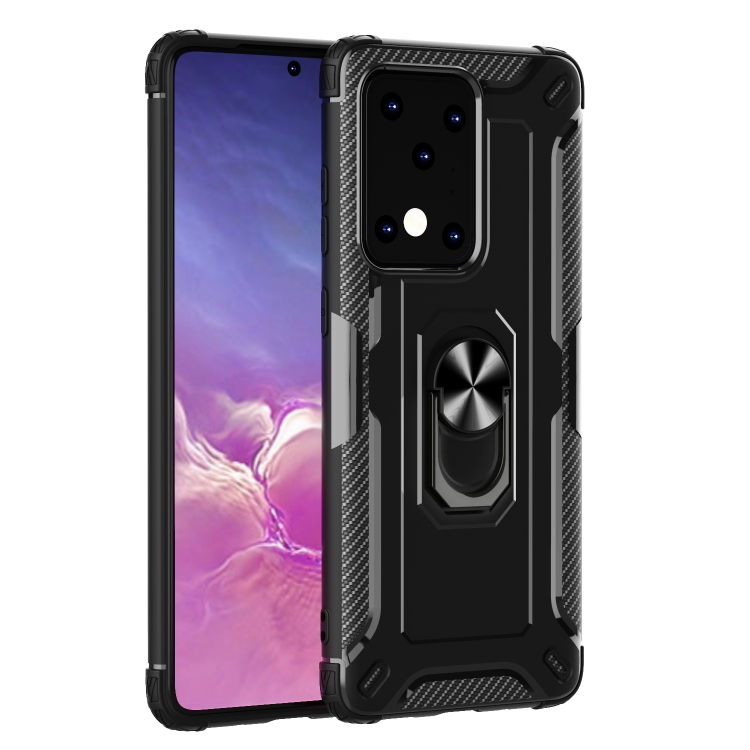 

For Galaxy S20+ Shockproof Armor TPU Case with Ring Holder(Black)
