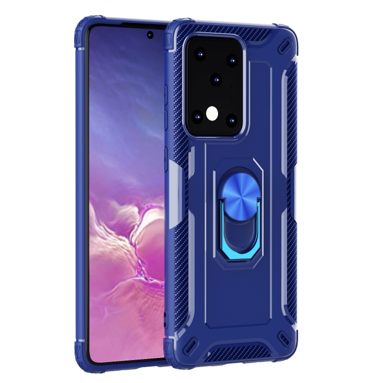

For Galaxy S20+ Shockproof Armor TPU Case with Ring Holder(Blue)