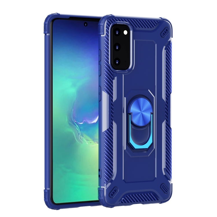 

For Galaxy S20 Ultra Shockproof Armor TPU Case with Ring Holder(Blue)