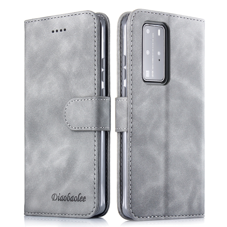 

For Huawei P40 Diaobaolee Pure Fresh Texture Horizontal Flip Leather Case, with Holder & Card Slot & Wallet & Photo Frame(Grey)