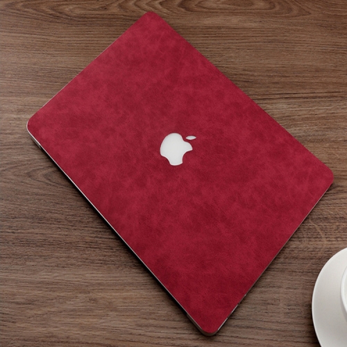 

For Macbook Pro 13.3 inch (2019) 2 in 1 PU Leather Laptop Top Shell Protective Film + Bottom Protective Film set(Wine Red)