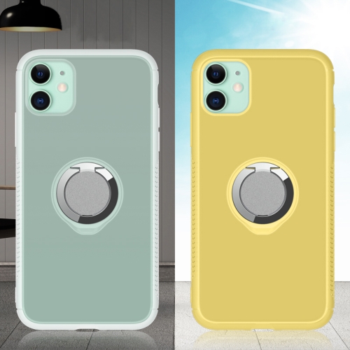 

For iPhone 11 Anti-fall TPU UV Color-changing Mobile Phone Case With Ring Stand(Yellow)