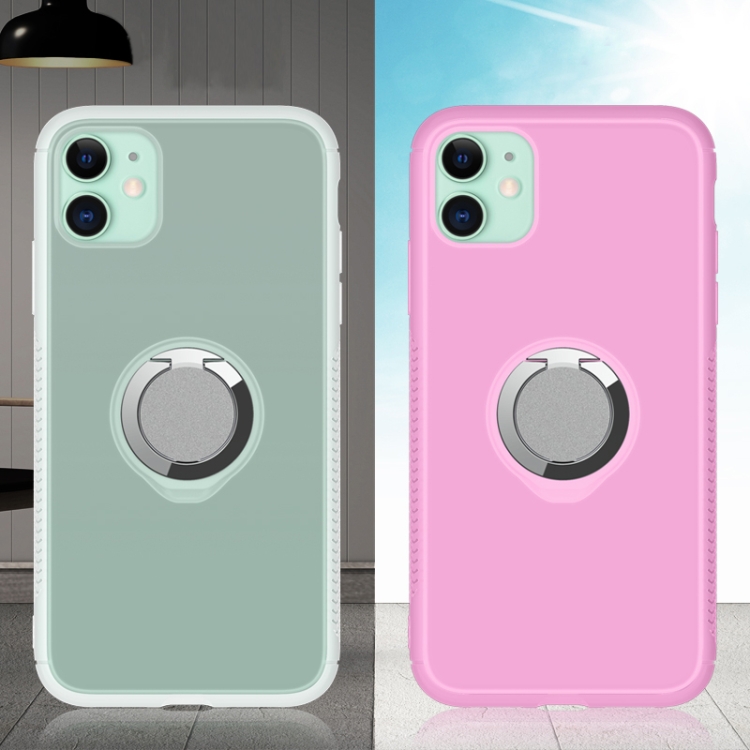 

For iPhone 11 Anti-fall TPU UV Color-changing Mobile Phone Case With Ring Stand(Pink)