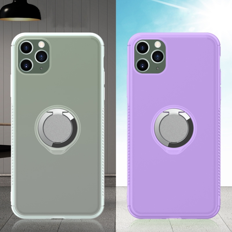 

For iPhone 11 Pro Anti-fall TPU UV Color-changing Mobile Phone Case With Ring Stand(Purple)