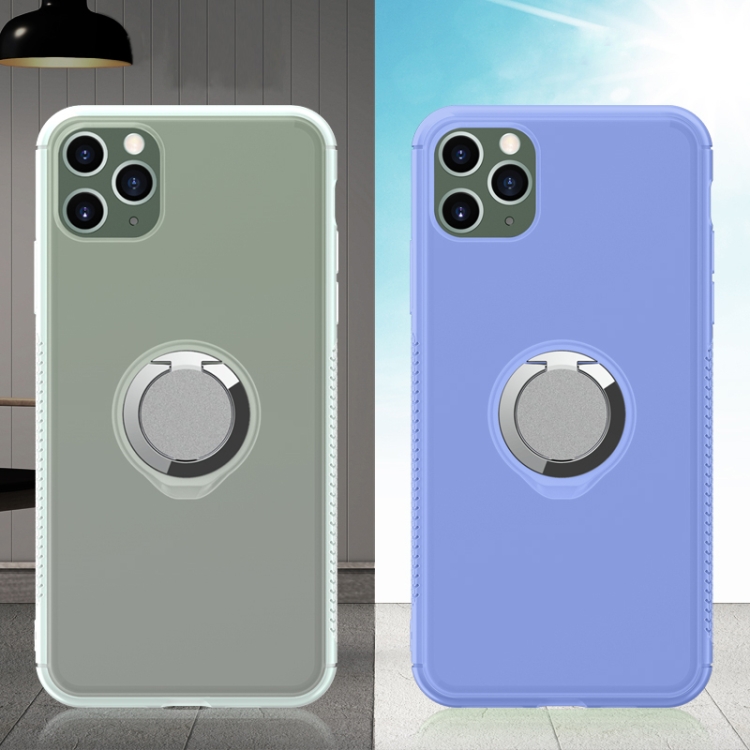 

For iPhone 11 Pro Max Anti-fall TPU UV Color-changing Mobile Phone Case With Ring Stand(Blue)