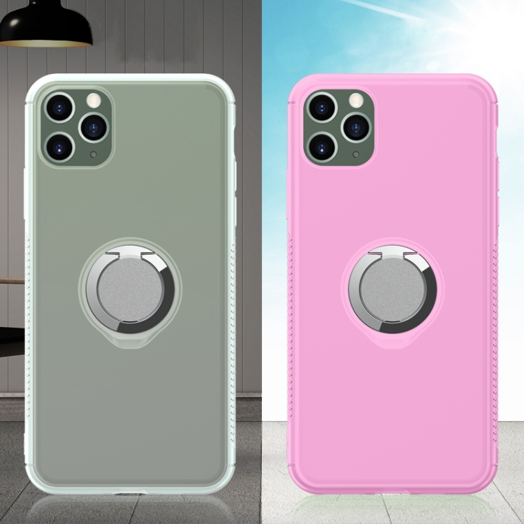 

For iPhone 11 Pro Max Anti-fall TPU UV Color-changing Mobile Phone Case With Ring Stand(Pink)