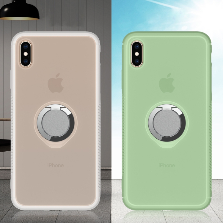 

For iPhone XS / X Anti-fall TPU UV Color-changing Mobile Phone Case With Ring Stand(Light Green)