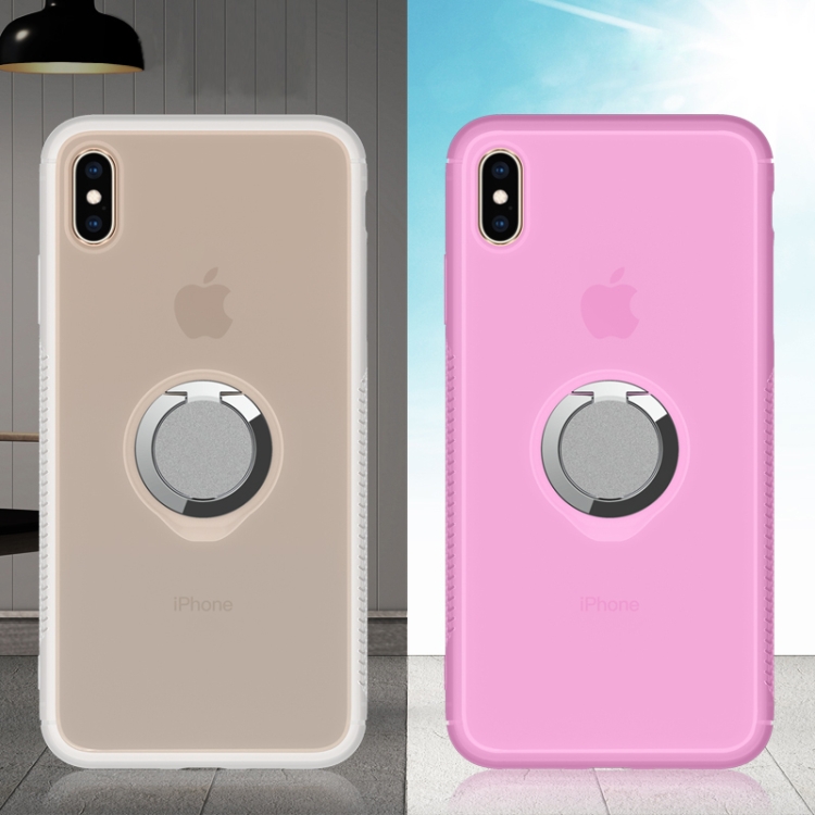 

For iPhone XS / X Anti-fall TPU UV Color-changing Mobile Phone Case With Ring Stand(Pink)