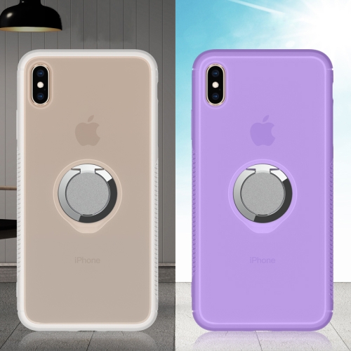 

For iPhone XS Max Anti-fall TPU UV Color-changing Mobile Phone Case With Ring Stand(Purple)