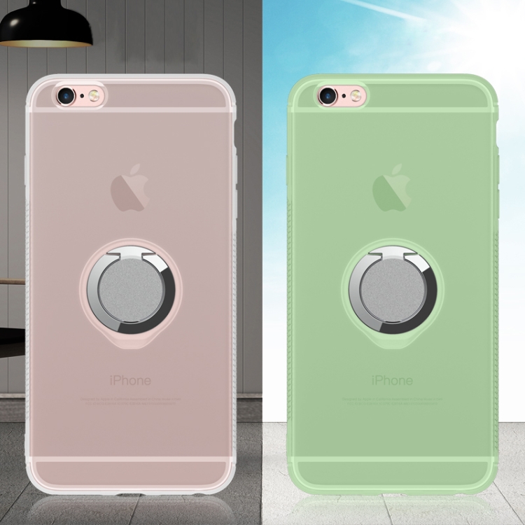 

For iPhone 6 Plus Anti-fall TPU UV Color-changing Mobile Phone Case With Ring Stand(Light Green)