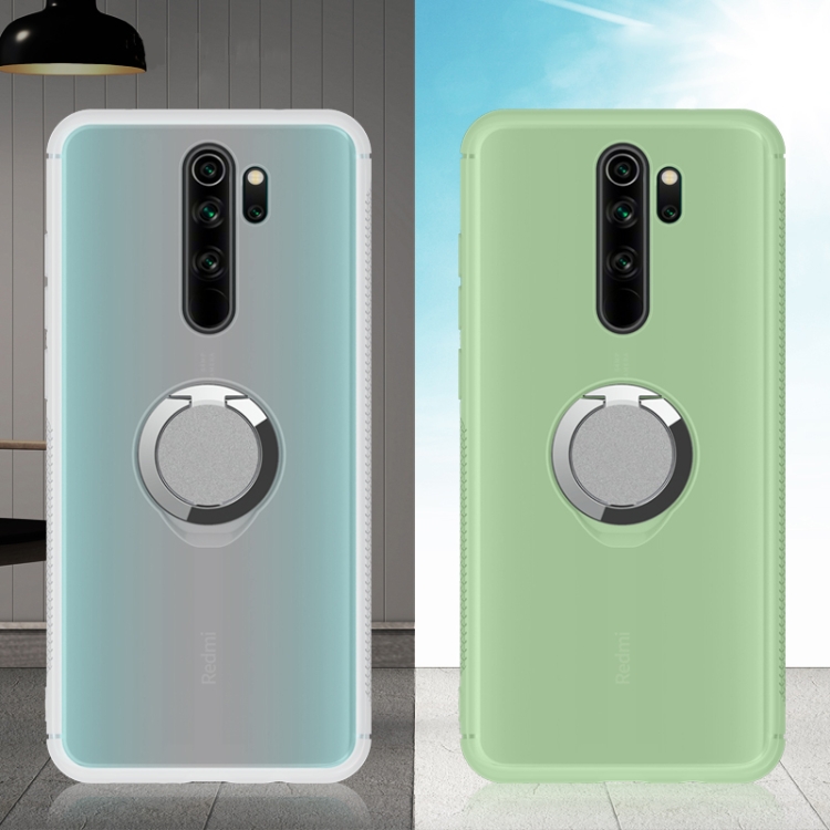 

For Xiaomi Redmi Note 8 Pro TPU UV Sensor Color Changing Mobile Phone Case with Car Magnetism & Ring Bracket(Bright Green)