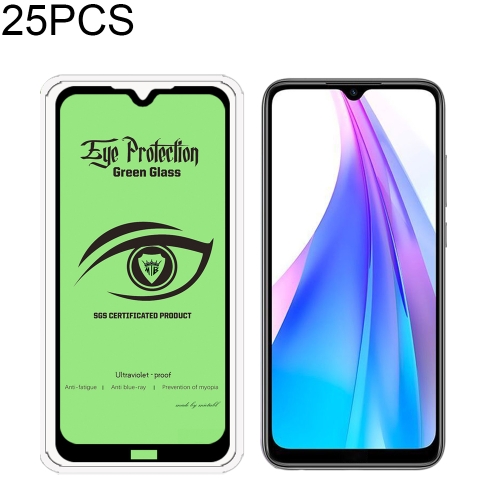 

25 PCS MIETUBL 9H Hardness Eye-caring Anti-glare Green Light Tempered Glass Film for Xiaomi Redmi Note 8T