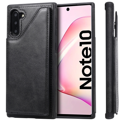 

For Galaxy Note 10 Shockproof Calf Texture Protective Case with Holder & Card Slots & Frame(Black)