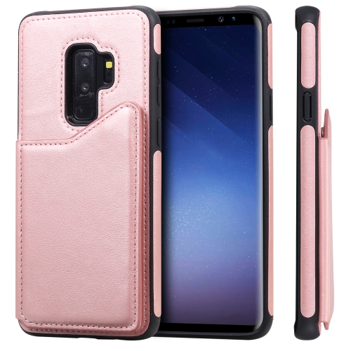 

For Galaxy S9+ Shockproof Calf Texture Protective Case with Holder & Card Slots & Frame(Rose Gold)