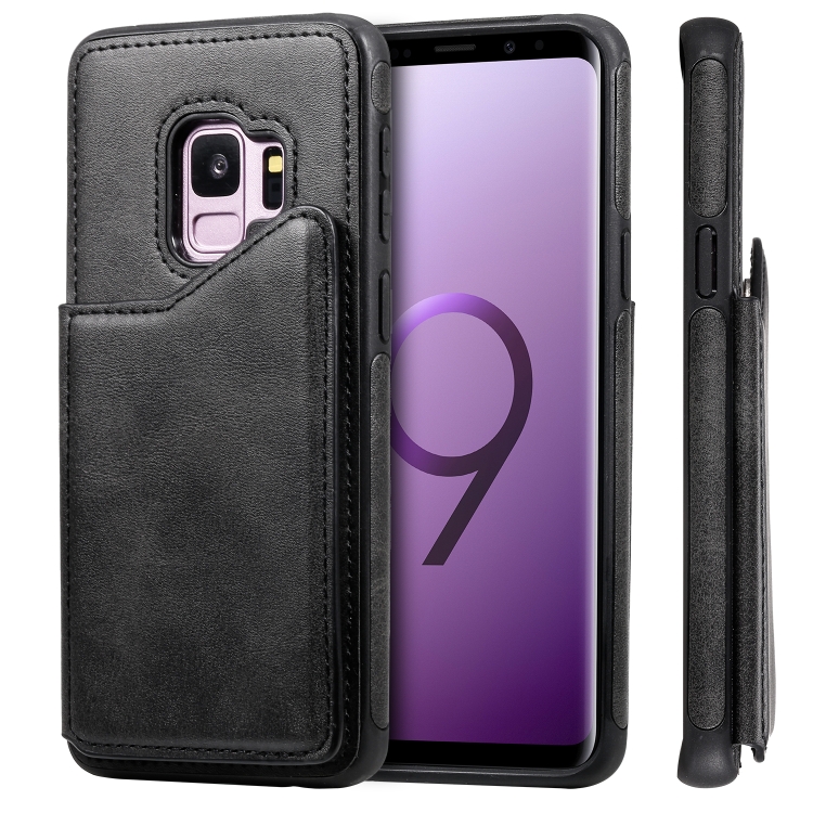 

For Galaxy S9 Shockproof Calf Texture Protective Case with Holder & Card Slots & Frame(Black)