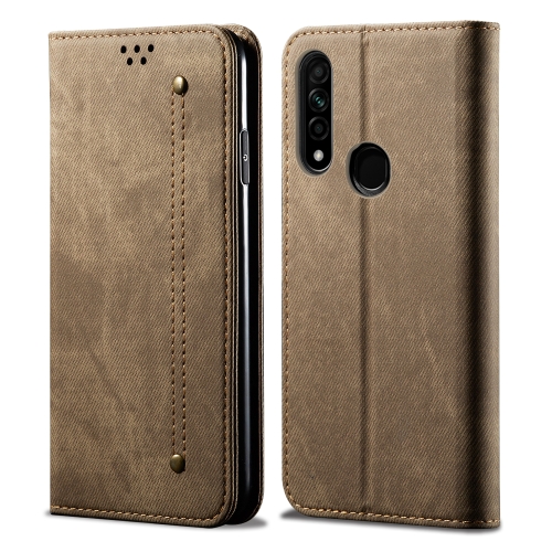 

For OPPO A8 / A31 (2020) Denim Texture Casual Style Horizontal Flip Leather Case with Holder & Card Slots & Wallet(Khaki)